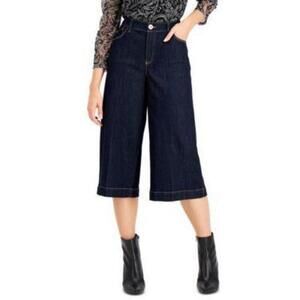 INC International Concepts High-Rise Culotte Jeans Dark Indigo 8